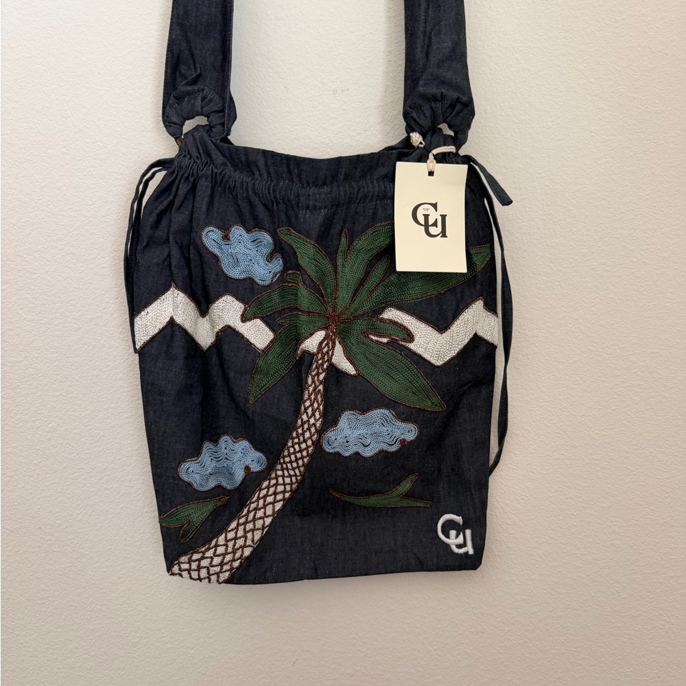 New Chasing Unicorns night palm Denim bag with Embroidery - Picture 5 of 12